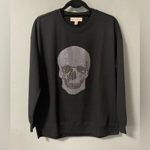 NWT Philosophy Skull Embellished Crewneck Light Sweatshirt in Black. Medium